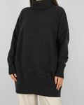 Szary wełniany (wełna jagnięca) sweter oversize z golfem Cubus