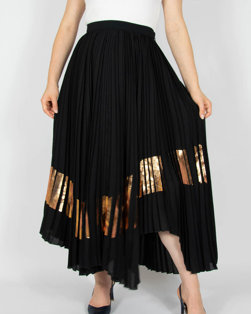 Czarna plisowana (acetat) spódnica luksusowej marki Proenza Schouler