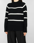 Czarny (wełna merino extrafine) sweter w białe paski marki Cubus