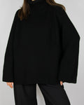 Czarny (merino) gruby sweter z golfem duńskiej marki premium MKDT Studio