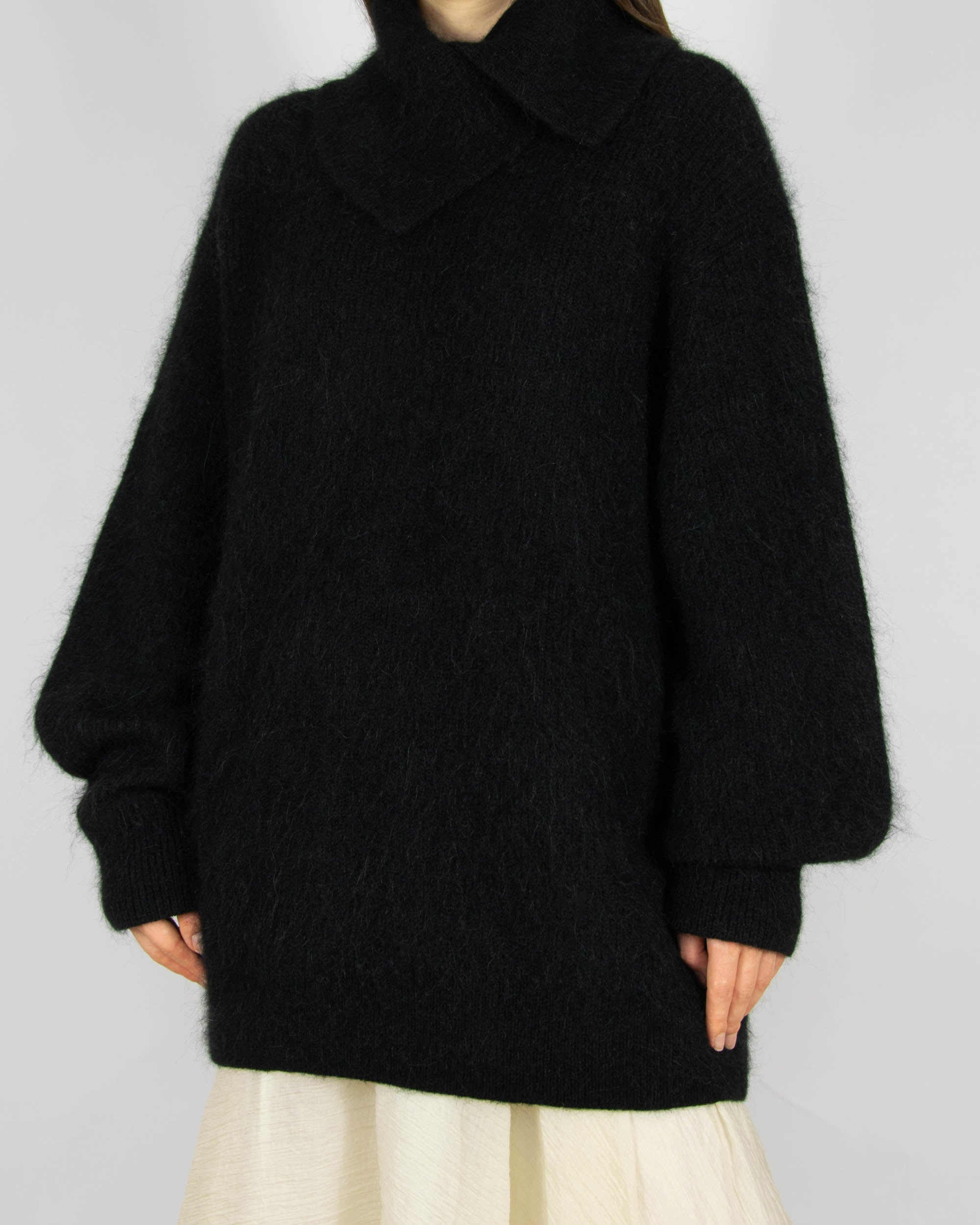 Czarny (wełna + alpaka) sweter H&M Premium - M