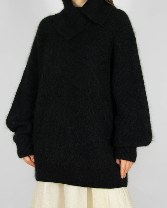 Czarny (wełna + alpaka) sweter H&M Premium - M