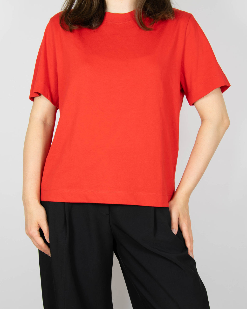 Czerwony bawełniany T-shirt skandynawskiej marki SELECTED FEMME