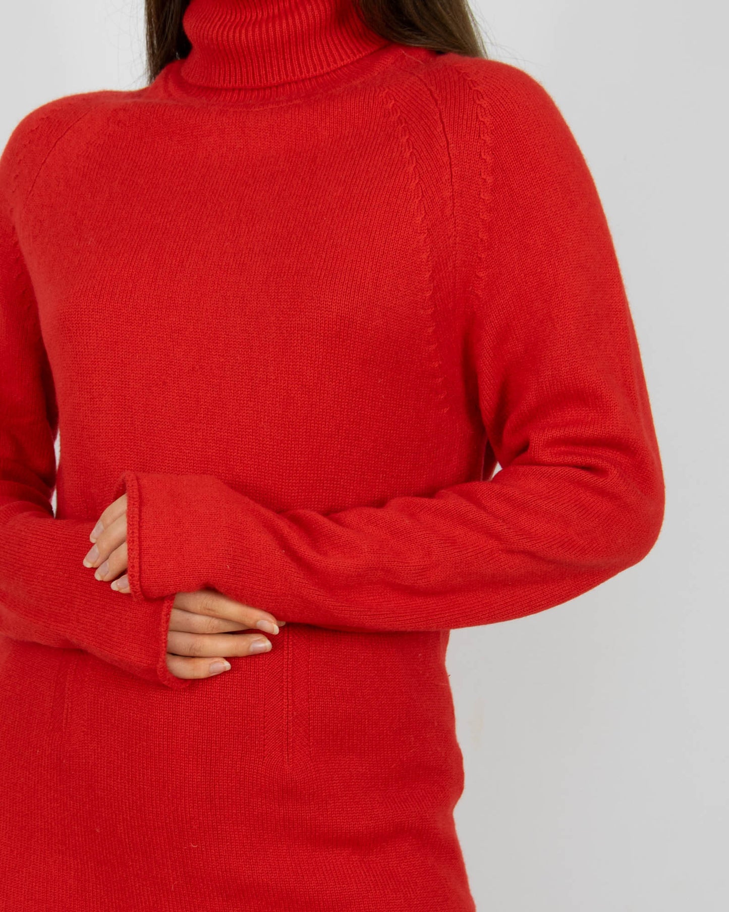 Czerwony kaszmirowy sweter z golfem Incentive! Cashmere - L