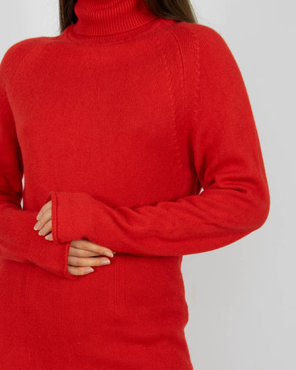 Czerwony kaszmirowy sweter z golfem Incentive! Cashmere - L
