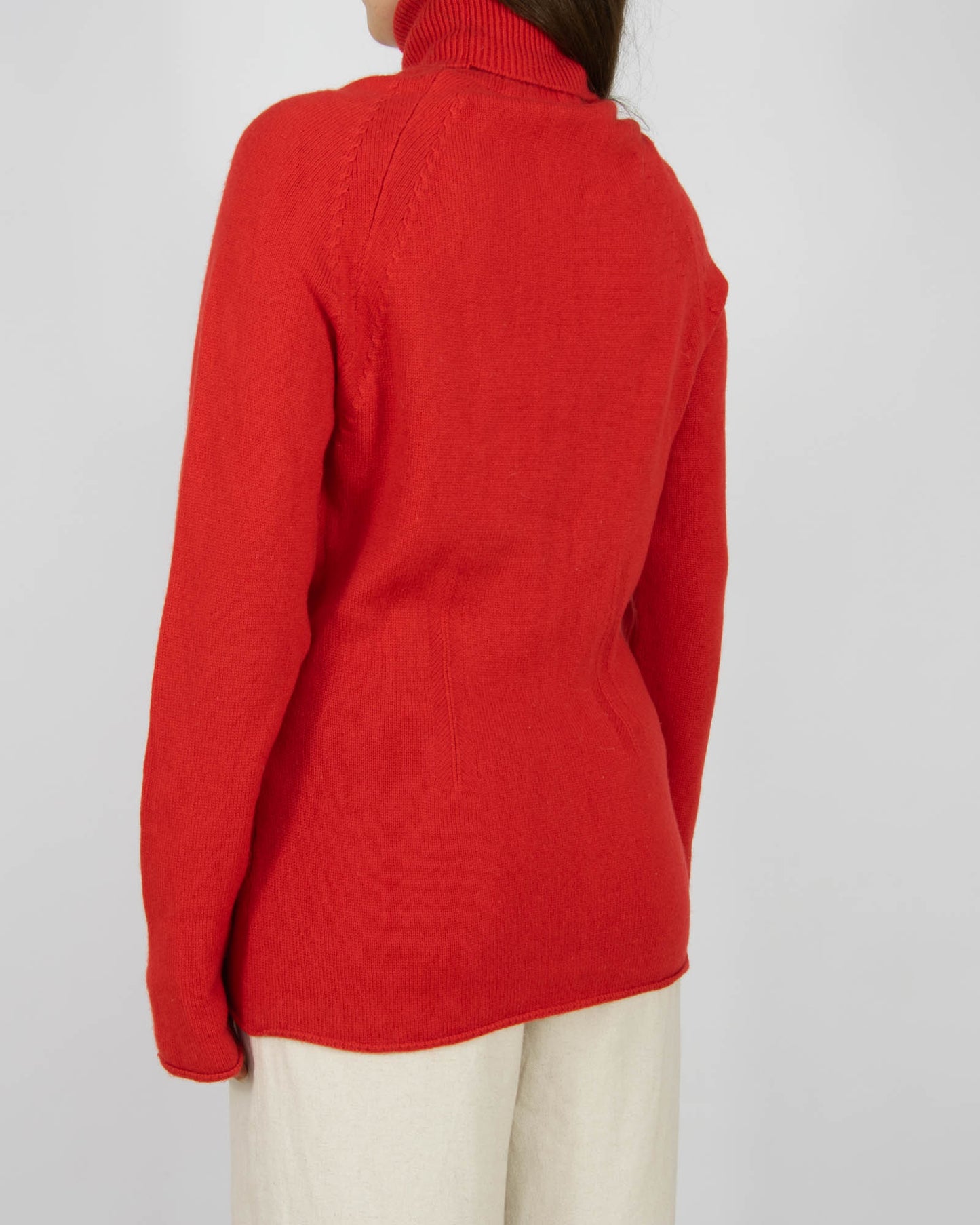 Czerwony kaszmirowy sweter z golfem Incentive! Cashmere - L