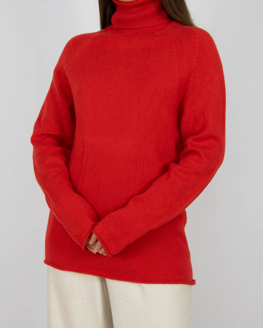 Czerwony kaszmirowy sweter z golfem Incentive! Cashmere