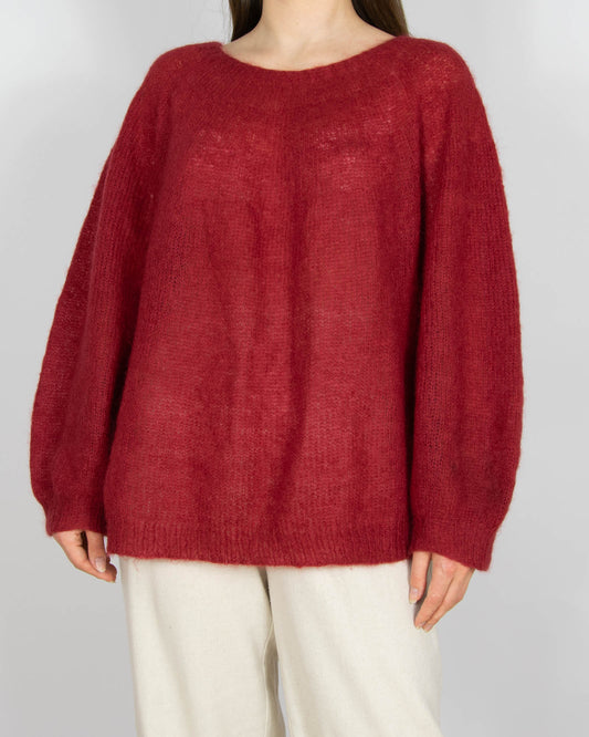 Bordowy moherowy sweter Handmade