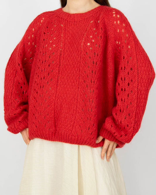 Czerwony moherowy sweter RAH Oslo