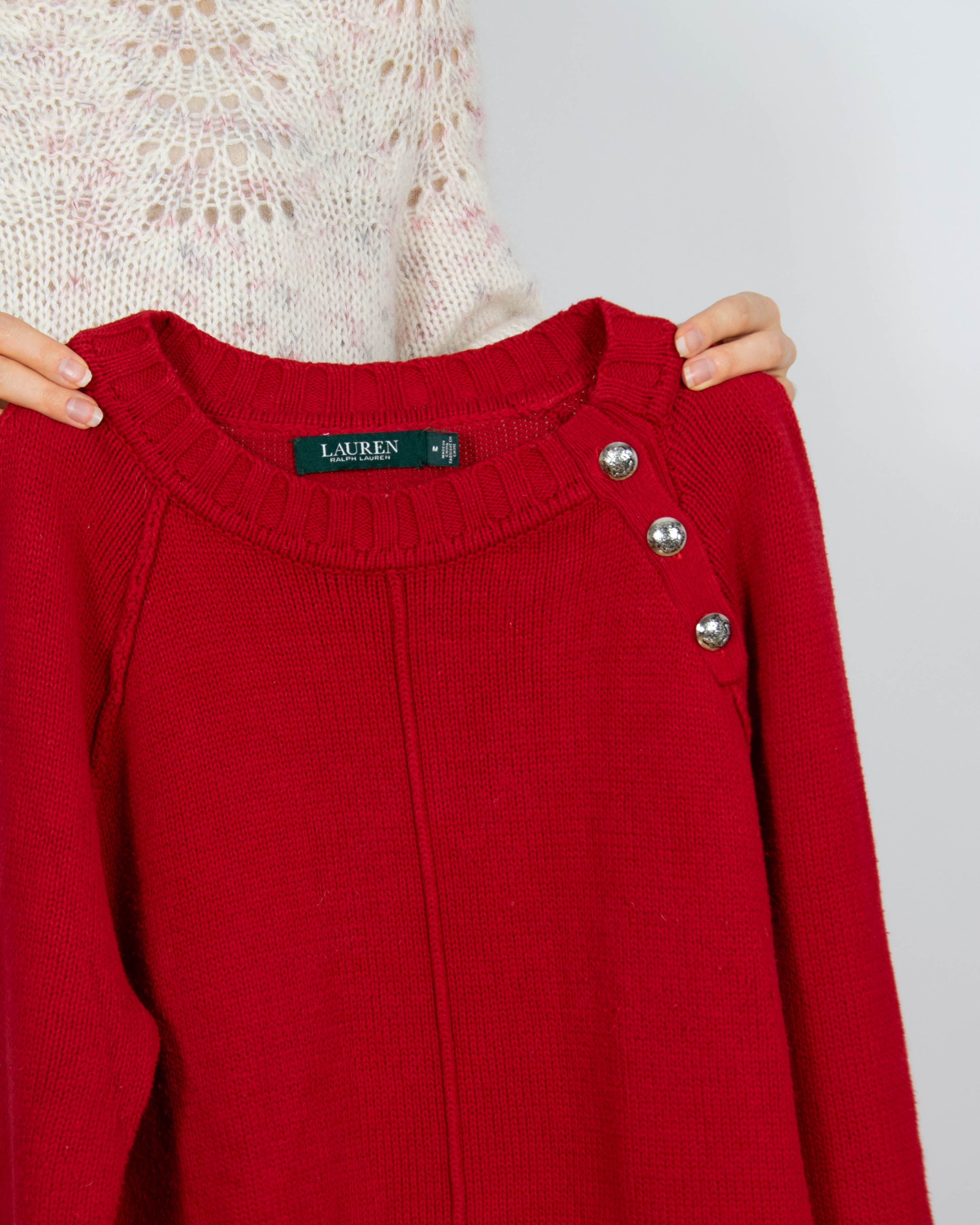 Czerwony bawełniany sweter Ralph Lauren - M