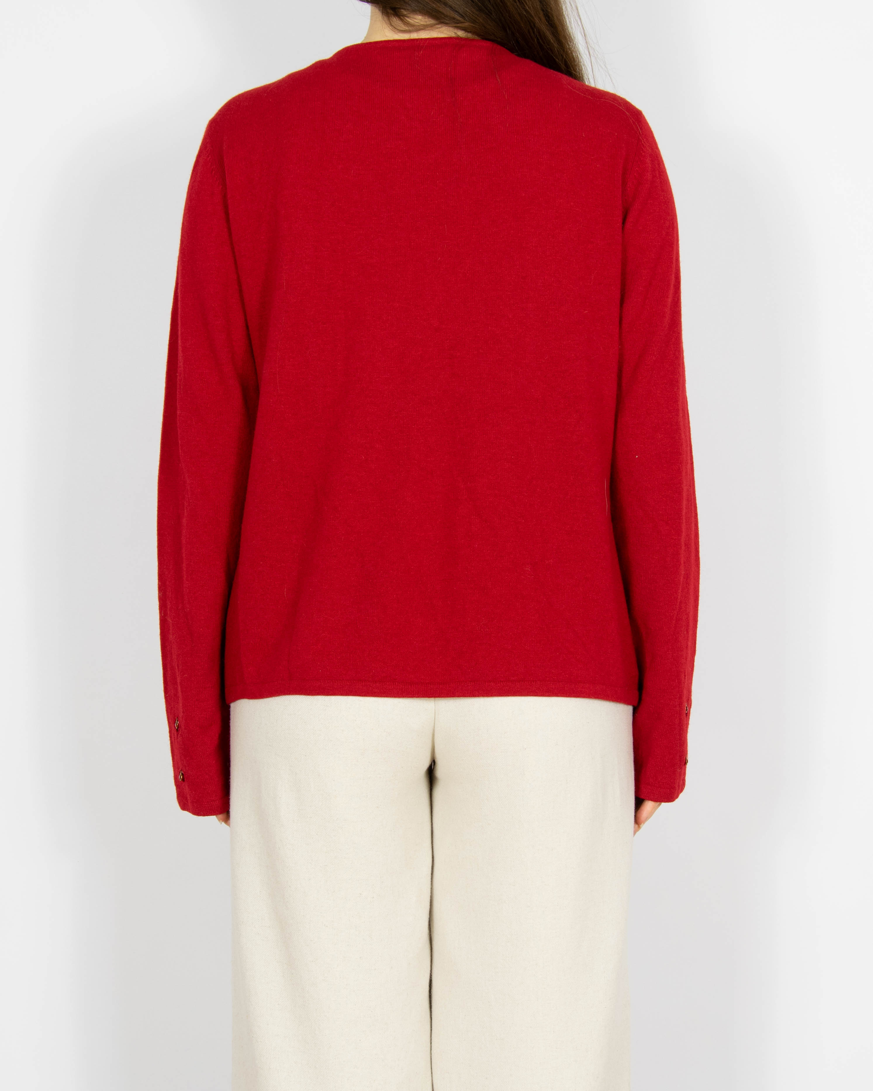 Czerwony wełniano kaszmirowy kardigan z jedwabiem Escada - L