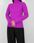 Fioletowy kaszmirowy sweter z golfem francuskiej marki premium Absolut Cashmere