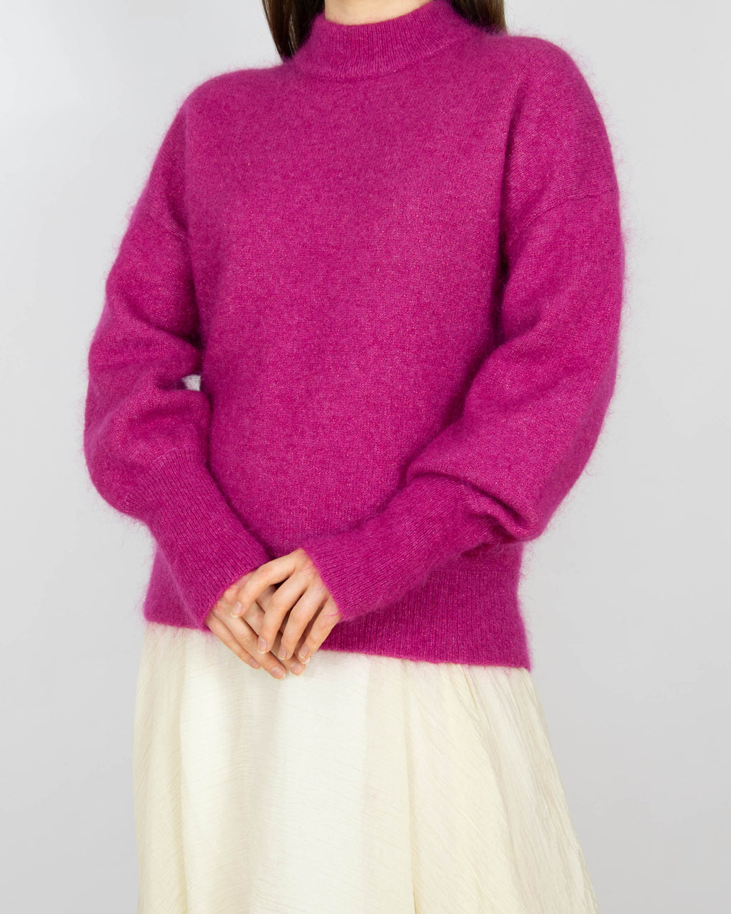Fuksjowy (moher + wełna) sweter Second Female - S