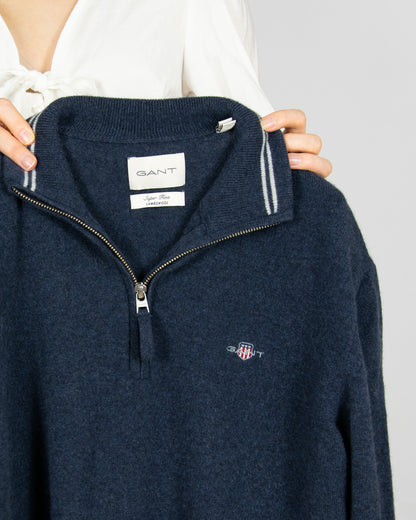 Granatowy wełniany (wełna jagnięca) sweter - L