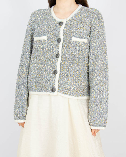 Nowy kremowo niebieski kardigan GESTUZ