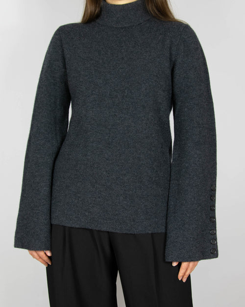 Grafitowy (merino) sweter z golfem norweskiej marki premium Christian AKS/ AKS LABEL