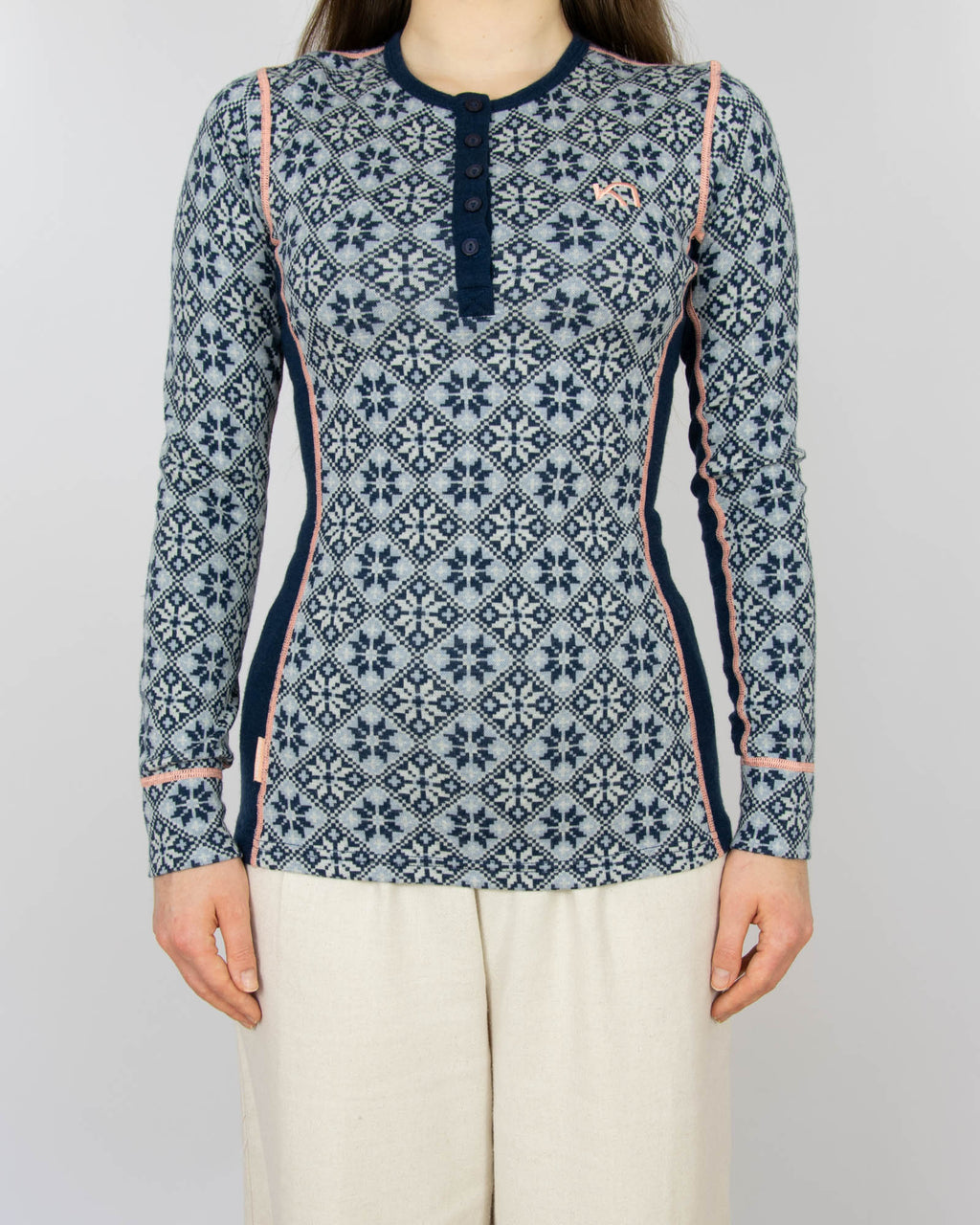 Granatowa wełniana (merino) bluzka termiczna Kari Traa - S