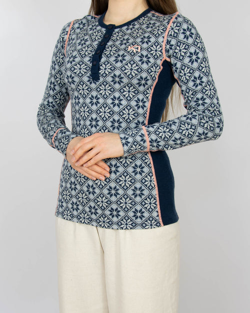 Granatowa wełniana (merino) bluzka termiczna Kari Traa