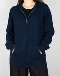 Granatowa kaszmirowa rozpinana bluza z kapturem marki WILD WOOL