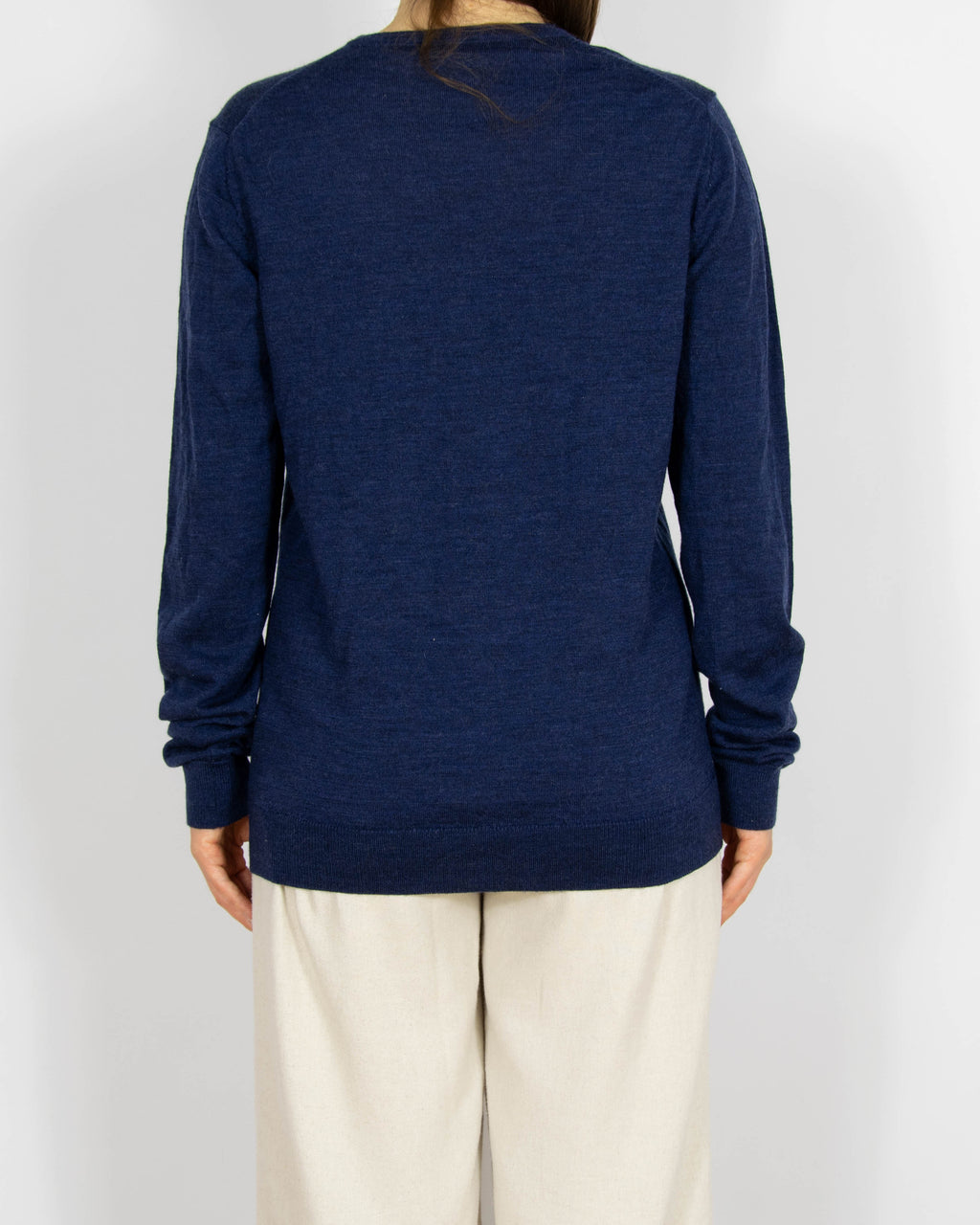 Granatowy wełniany (merino) sweter Cubus - M