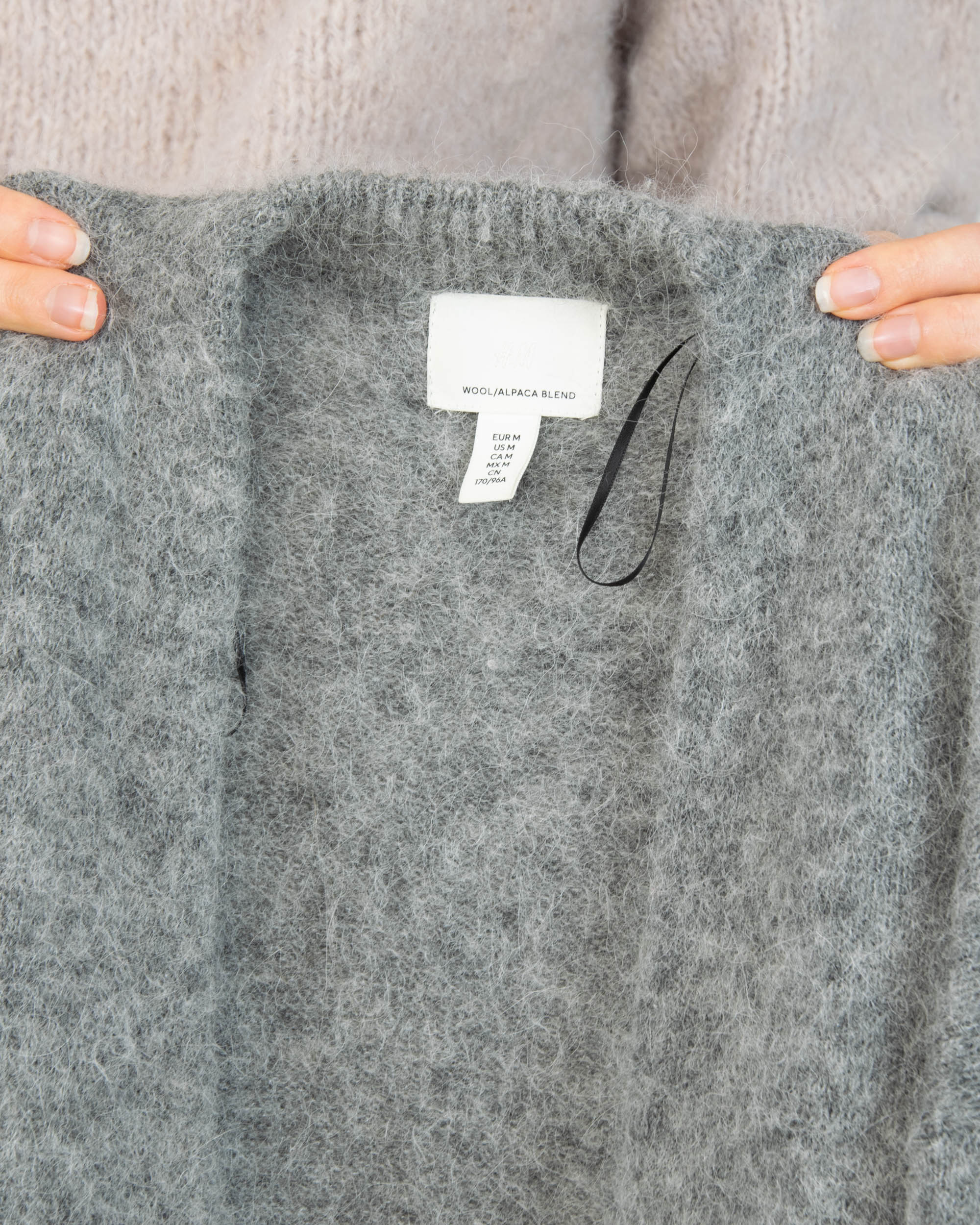 Szary (alpaka + wełna) kardigan H&M Premium - M