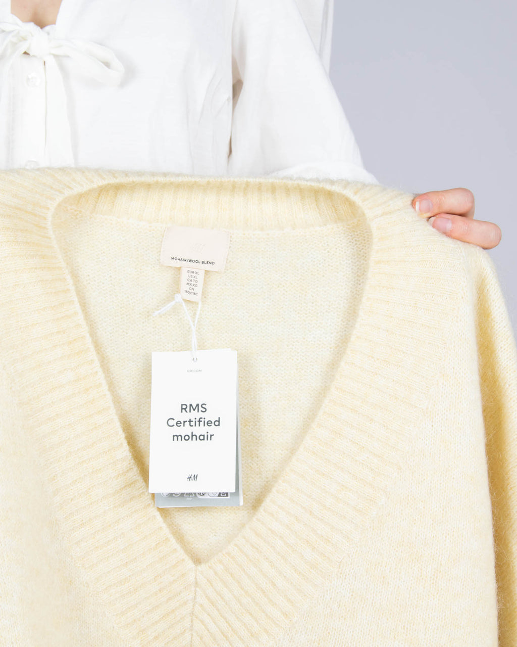 Nowy kremowy wełniany (wełna + moher) sweter - XL