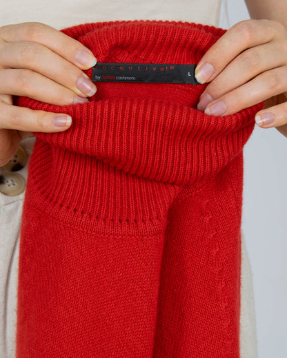 Czerwony kaszmirowy sweter z golfem Incentive! Cashmere - L