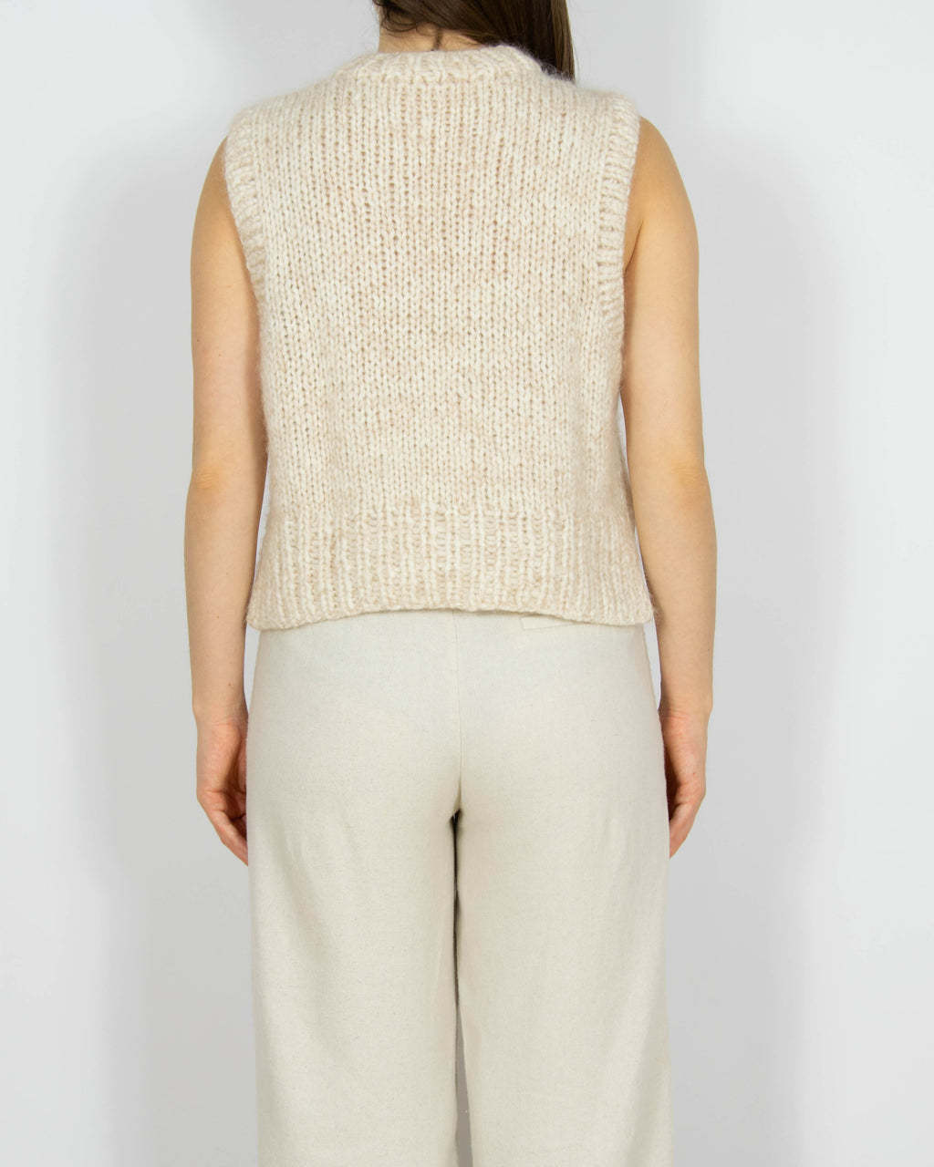 Jasnobeżowa wełniana kamizelka Handmade - S/M