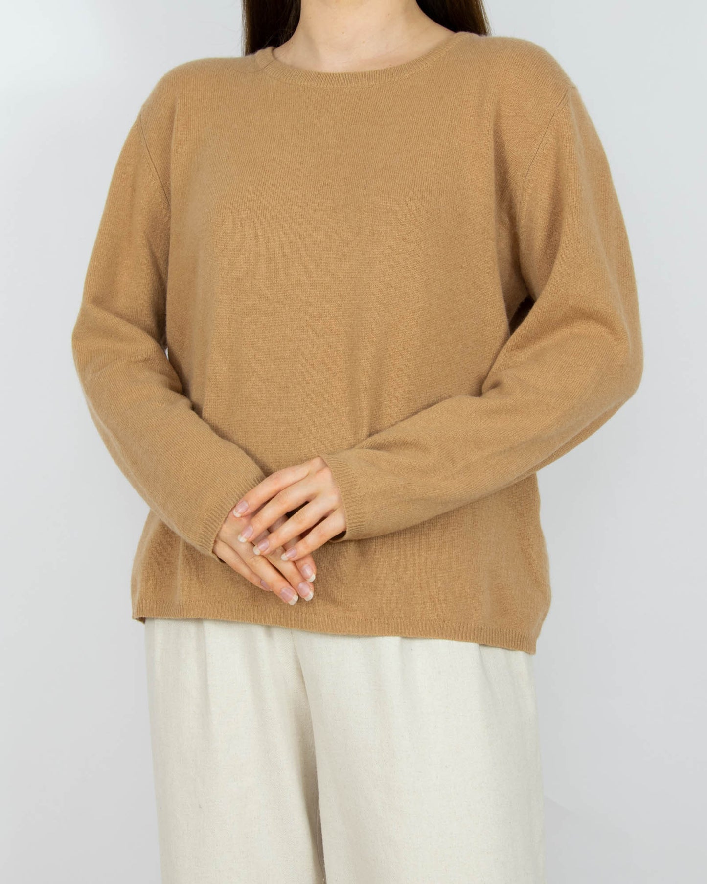 Karmelowy kaszmirowy sweter Emilio Santi - L