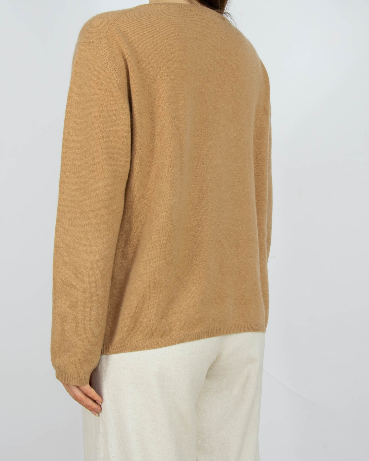 Karmelowy kaszmirowy sweter Emilio Santi - L