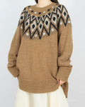 Karmelowy (moher + wełna) sweter w norweski wzór H&M Premium