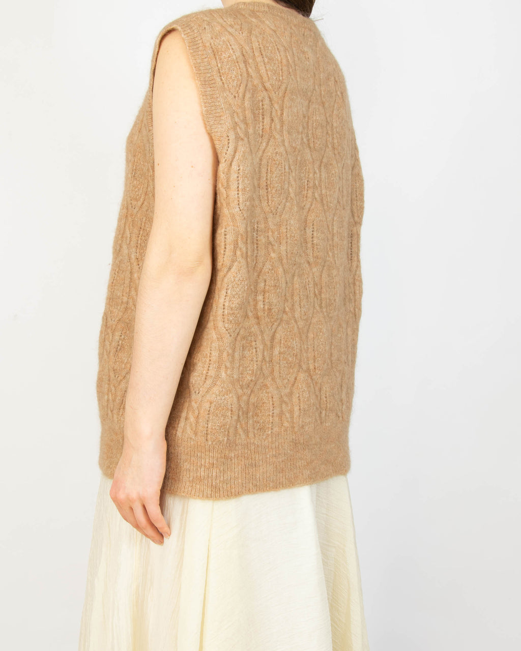 Karmelowa (kid moher + wełna) kamizelka RAH Oslo - L