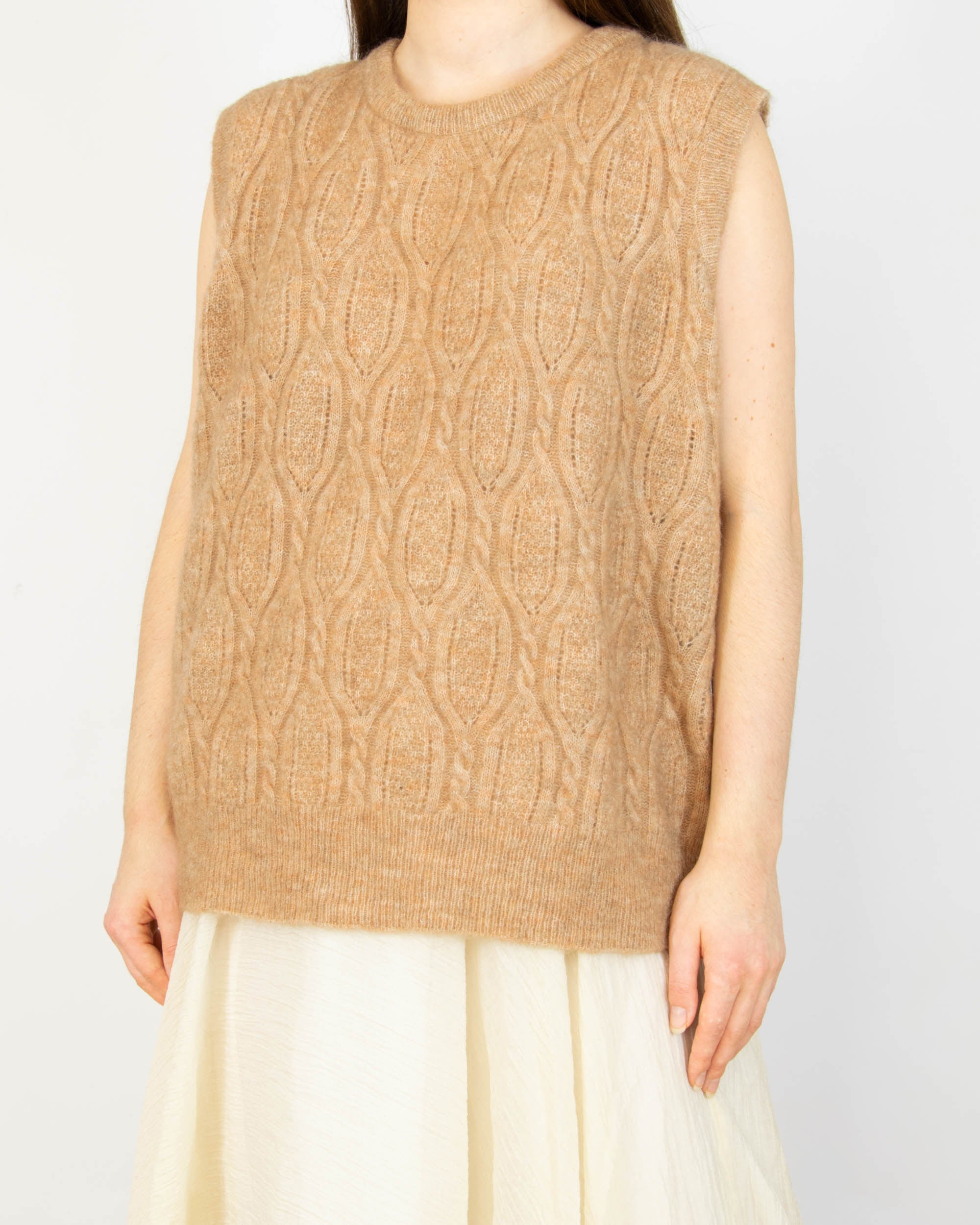 Karmelowa (kid moher + wełna) kamizelka RAH Oslo