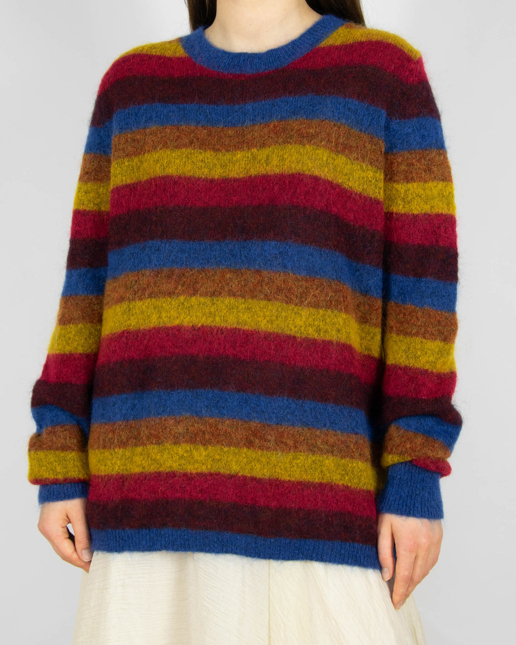 Kolorowy (kid moher + merino) sweter w paski Days Like This - M