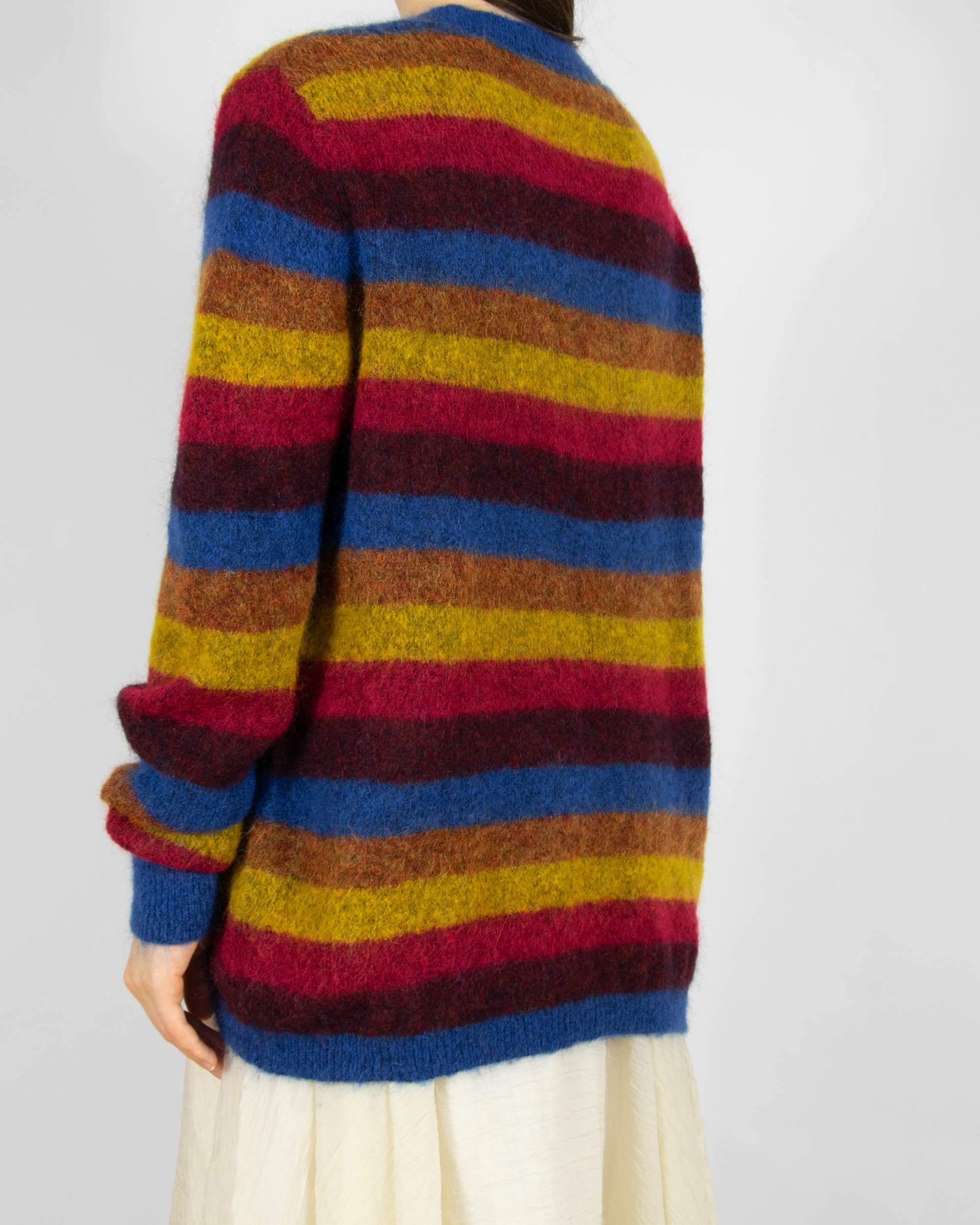Kolorowy (kid moher + merino) sweter w paski Days Like This - M