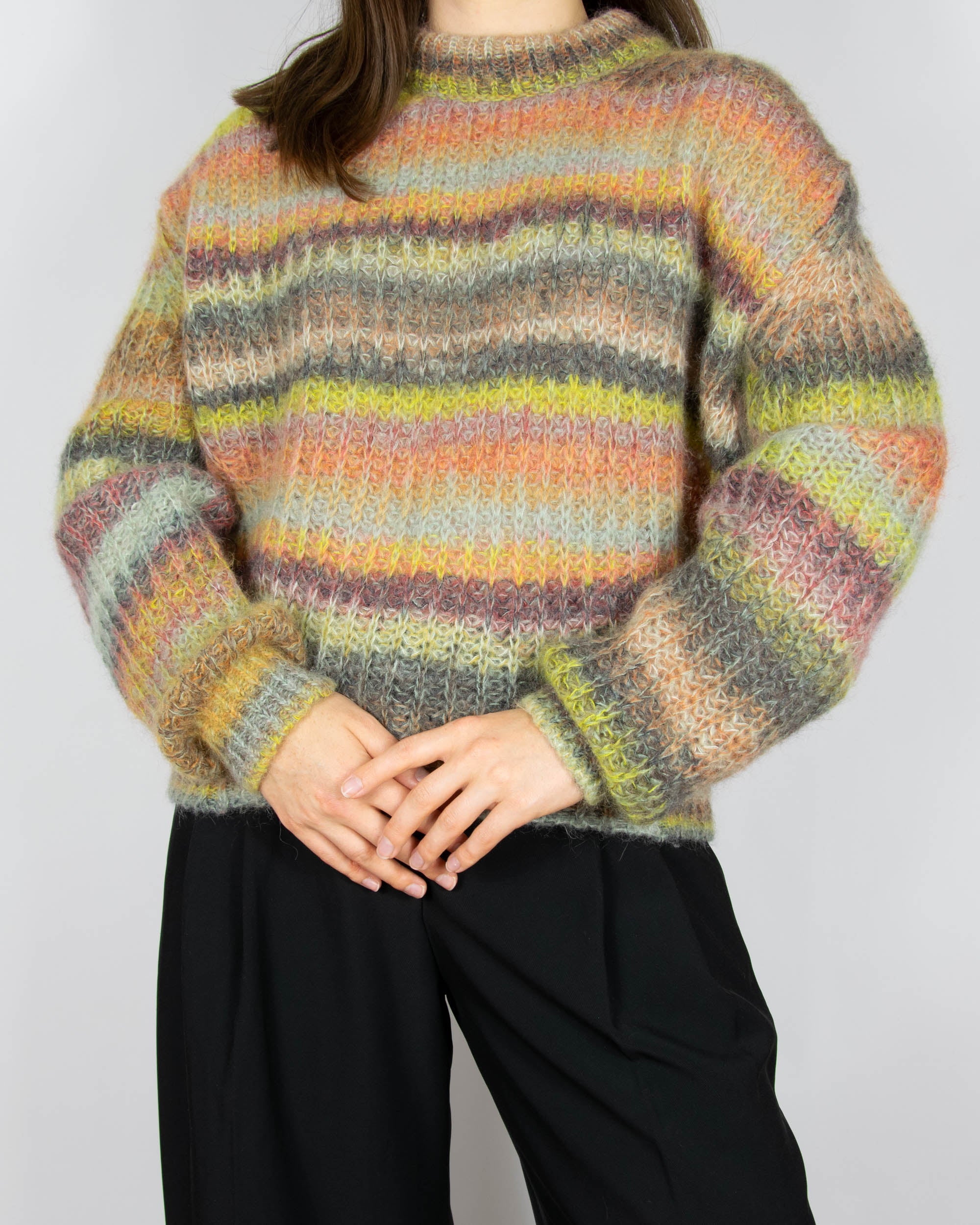 Kolorowy (moher+ alpaka) sweter w paski marki premium Acne Studios