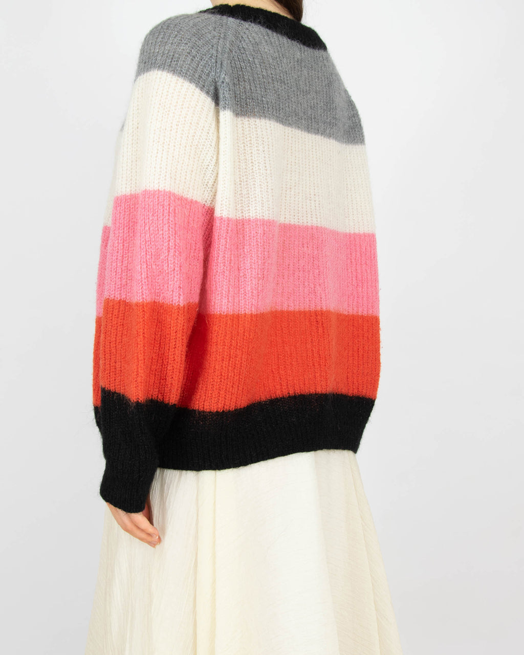 Kolorowy (wełna + moher) sweter w paski RUE DE FEMME - XL