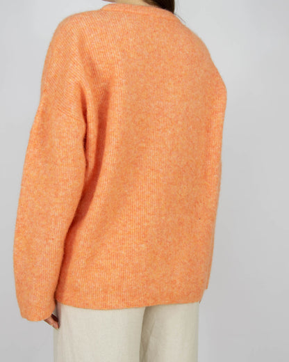 Koralowy (alpaka + wełna) sweter mbyM - L