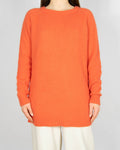 Koralowy wełniany (angora) sweter - M/L