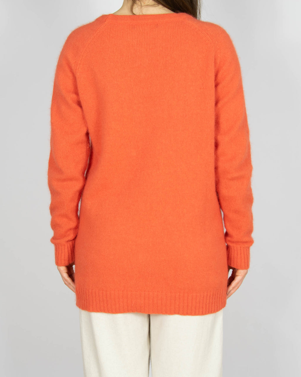 Koralowy wełniany (angora) sweter - M/L