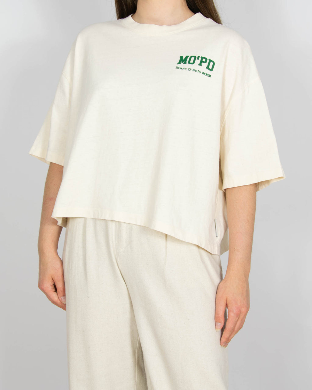 Kremowa bawełniana (organiczna) koszulka Marc O'Polo - S/M