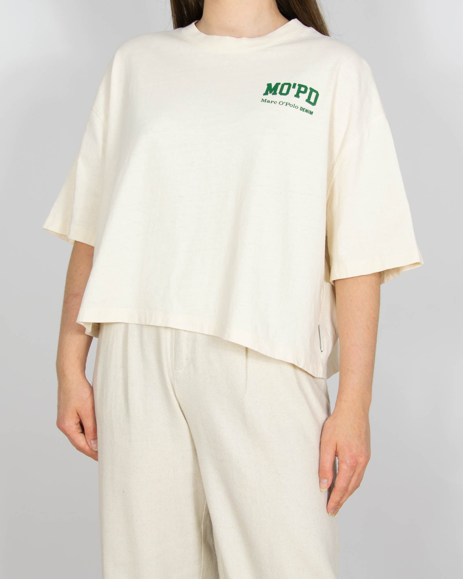 Kremowa bawełniana (organiczna) koszulka Marc O'Polo - S/M