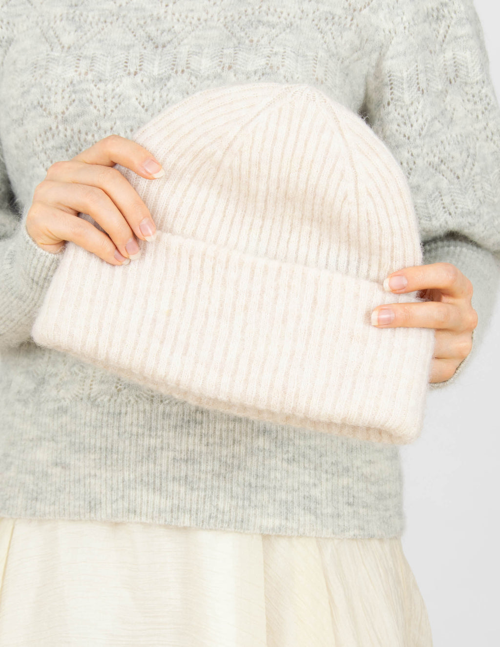 Kremowa wełniana (merino) czapka SELECTED FEMME - one size