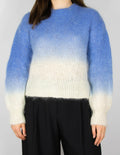 Niebiesko biały (moher + wełna) sweter skandynawskiej marki Donna
