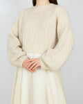 Beżowy (alpaka) sweter handmade - S