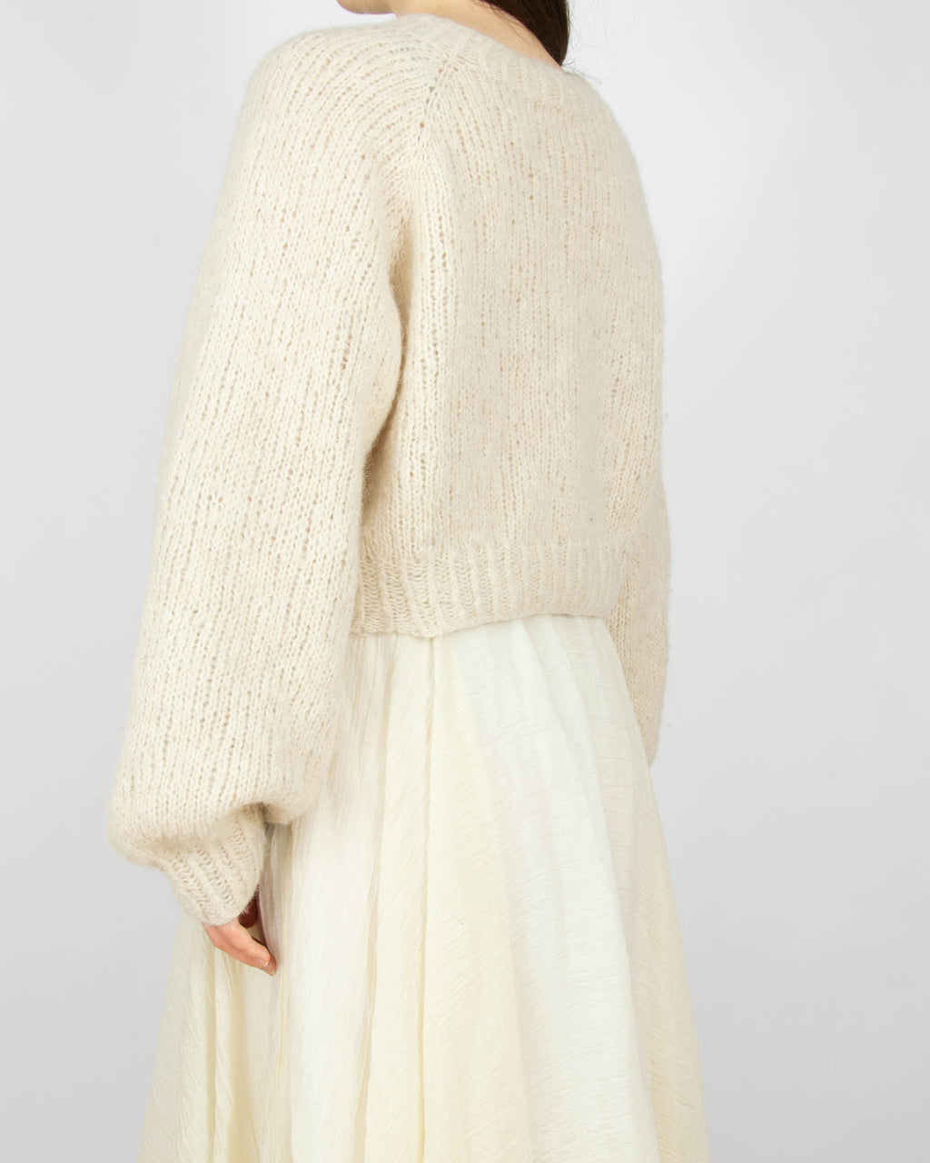 Beżowy (alpaka) sweter handmade - S