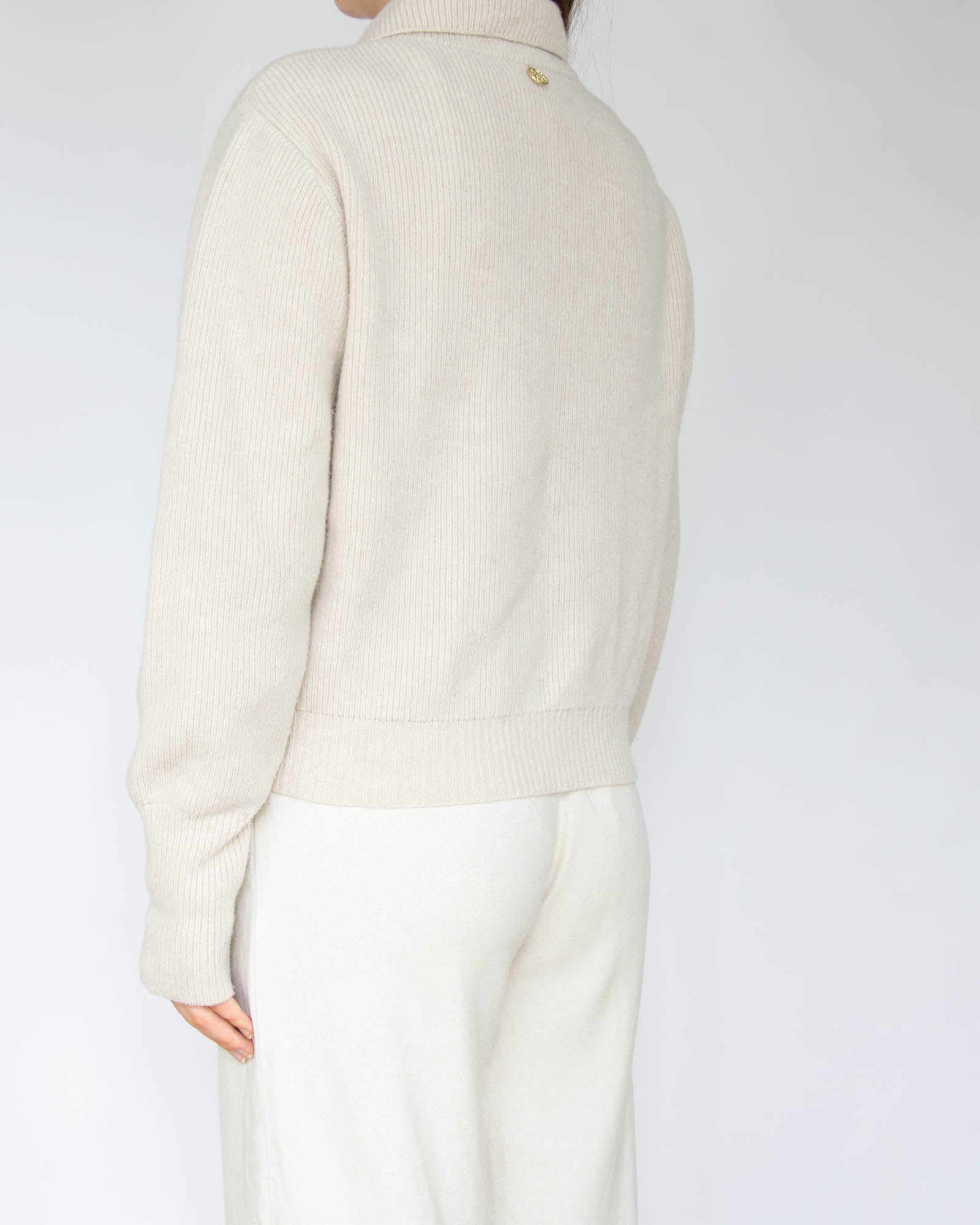 Kremowy wełniany rozpinany sweter CLAIRE - M