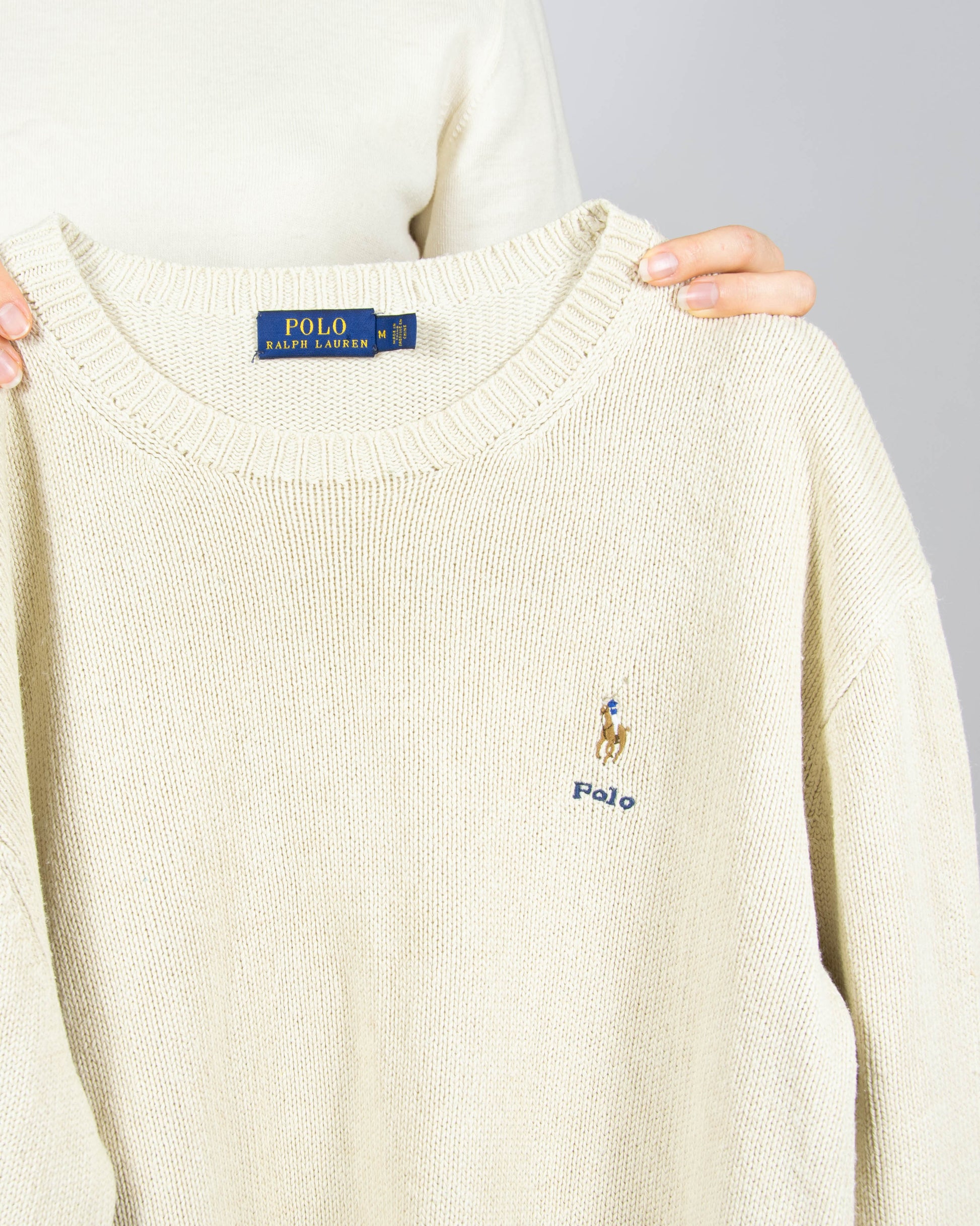 Kremowy jedwabny sweter Ralph Lauren