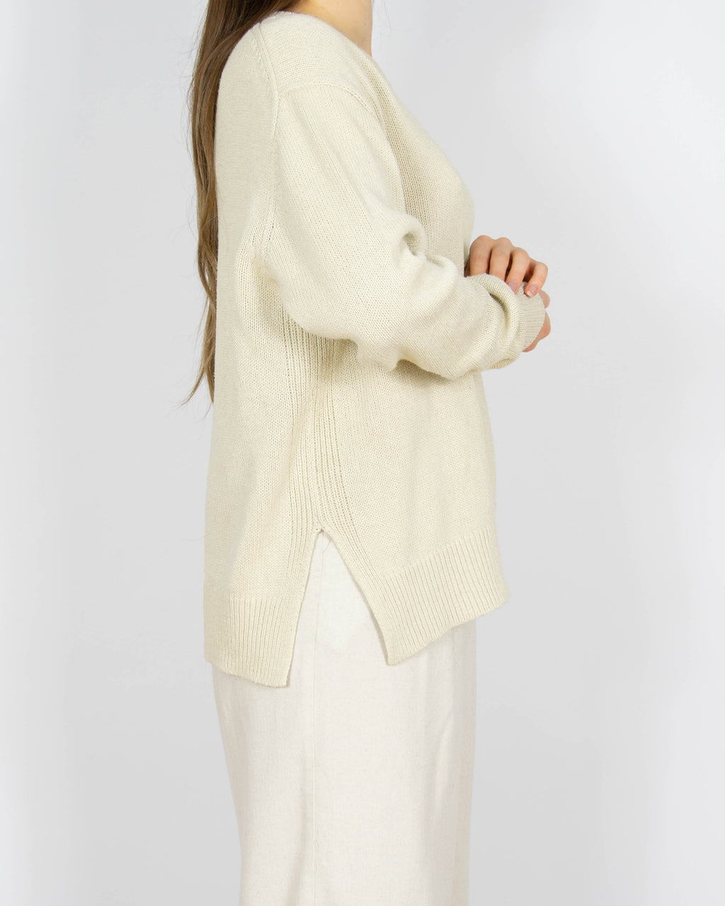 Kremowy jedwabny sweter Ralph Lauren - M
