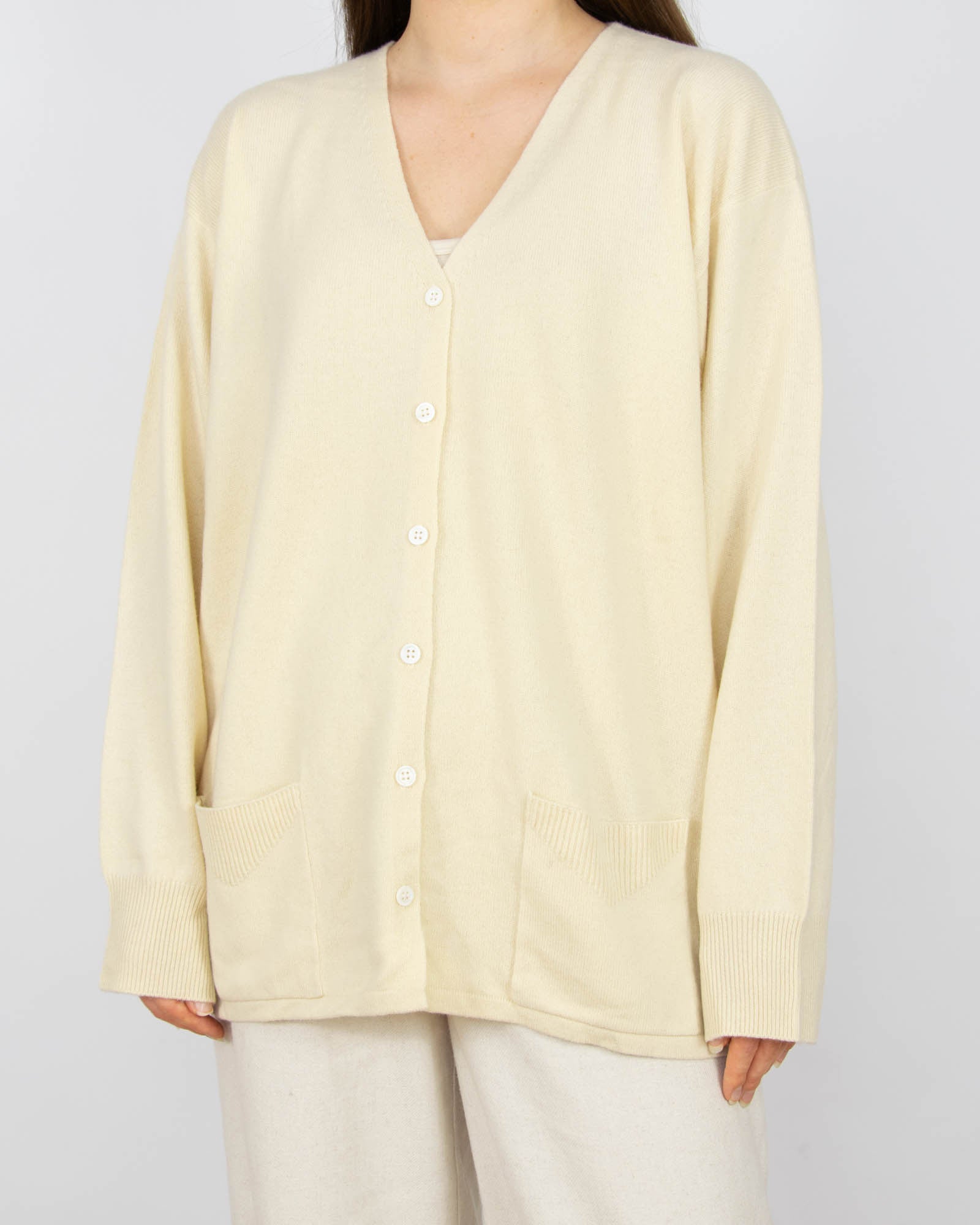 Kremowy kaszmirowy kardigan AVA Sport